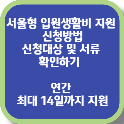 서울형 입원생활비 지원 시청방법 신청대상 및 서류 확인하기 연간 최대 14일까지 지원 썸네일